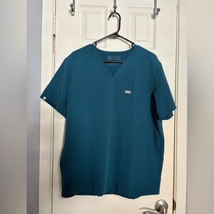 FIGS Men’s Teal V-Neck Scrub Top with Chest Pocket